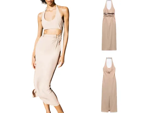Zara Dress - Beige Halter Maxi