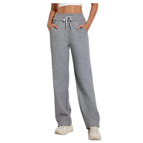 Alo Pants - Grey Wide-Leg, Relaxed