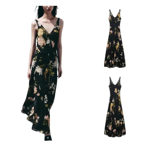 Zara Dress - Green Floral Slip Maxi