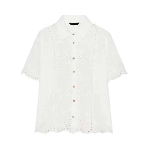 Zara Shirt - White Eyelet Short-Sleeve