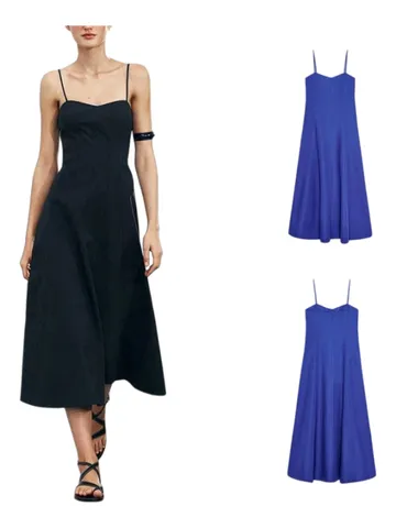 Zara Dress - Slip Midi Multi-Colour, Poplin