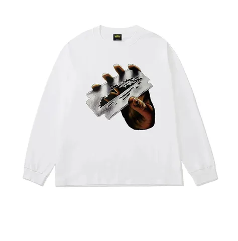 Corteiz Long Tee - White Hand Print