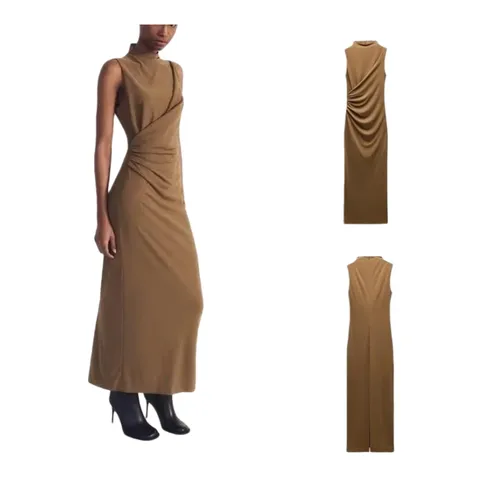 Zara Dress - Camel Draped Maxi