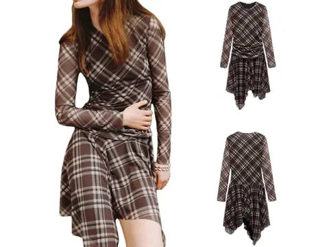 Zara Dress - Brown Check Handkerchief