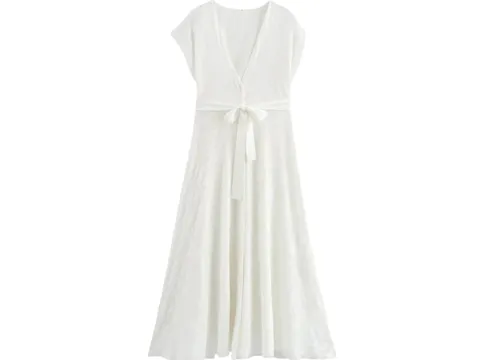 Zara Dress - White Belted Maxi