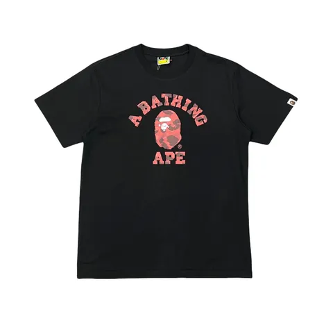 Bape Tee - Black Red College Logo