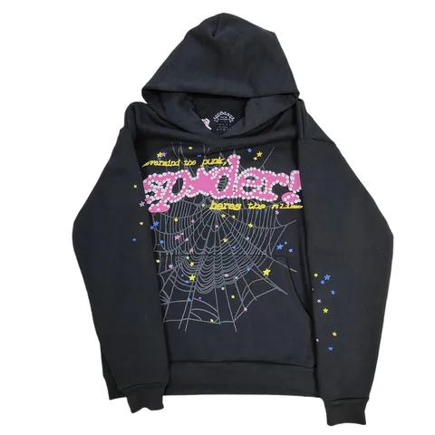 Sp5der Hoodie - Black Pink Web