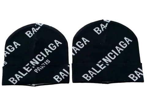 Balenciaga Knitted Hat - All-Over Logo Beanie