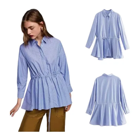 Zara Shirt - Blue Peplum