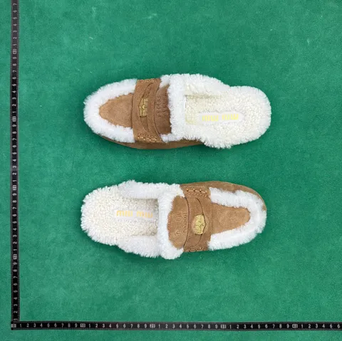 Miu Miu - Cream & Tan Shearling Loafer
