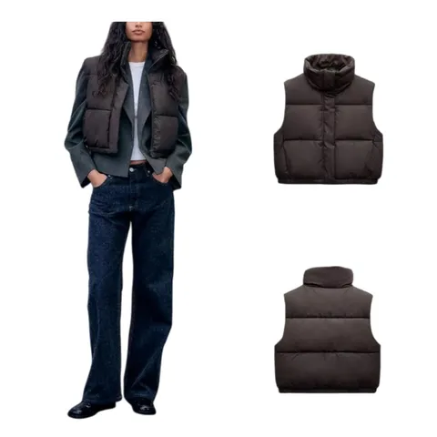 Zara Waistcoat - Brown Puffer Vest