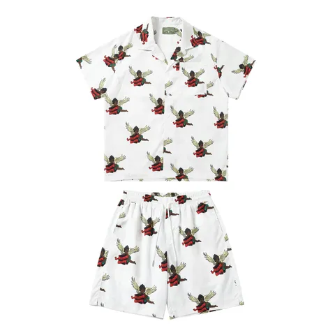 Denim Tears Set - White Rose Shirt Set