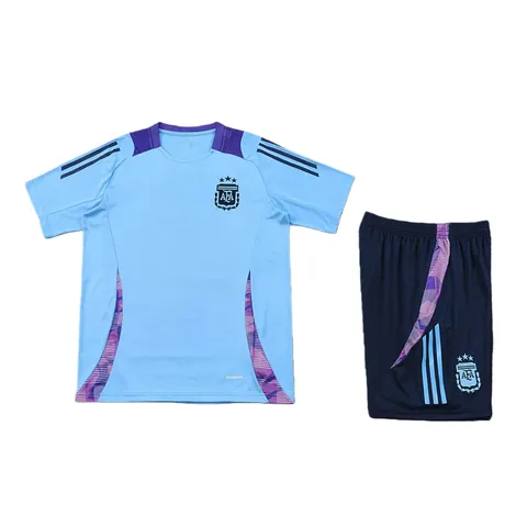 2425 Argentina Training clothes suit Short sleeve Fan version - Sky Blue Tee & Shorts