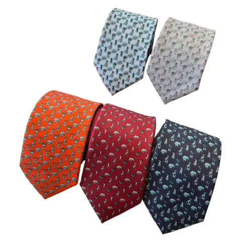 Hermes Tie - H Print Tie Multi-Colour