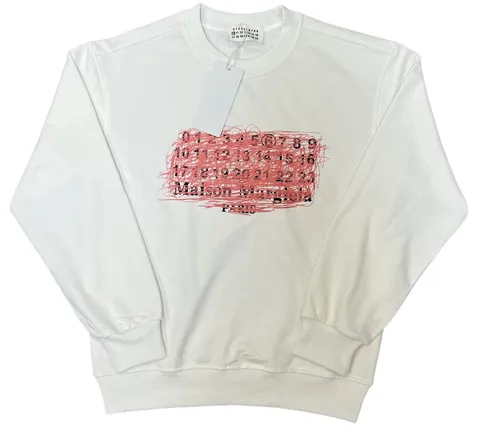 Maison Margiela Hoodie - White Pink Numbers