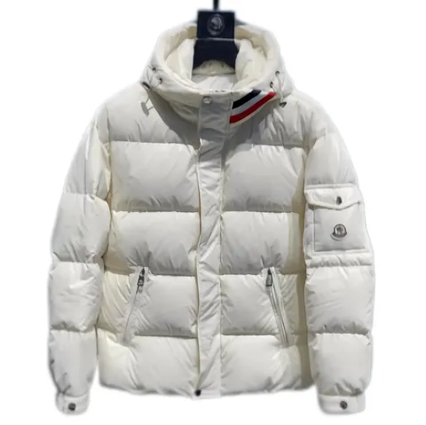 Moncler Quilted Jacket - White Tricolour Hooded