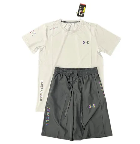 Under Armour Set - White Tee & Grey Shorts