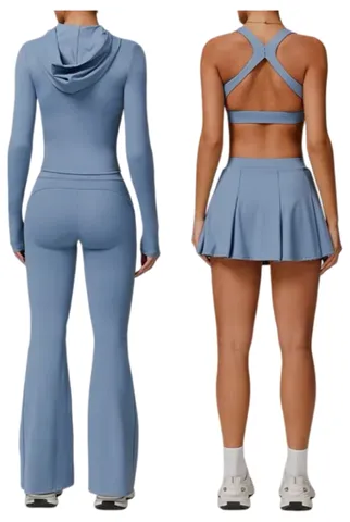 Alo Set - Blue Hoodie & Skirt Set