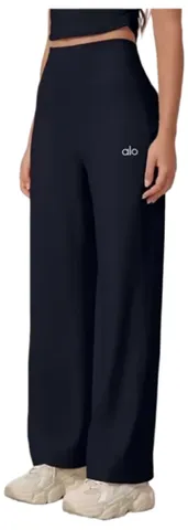 Alo Pants - Navy Wide-Leg, High-Waist