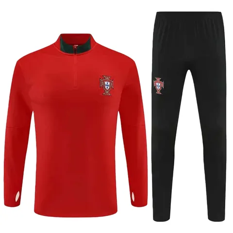 2526 season Portugal Half zip training suit set - Red Half-Zip Set