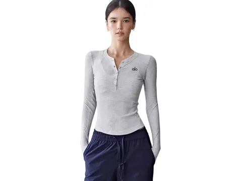 Alo Long Tee - Heather Grey Henley