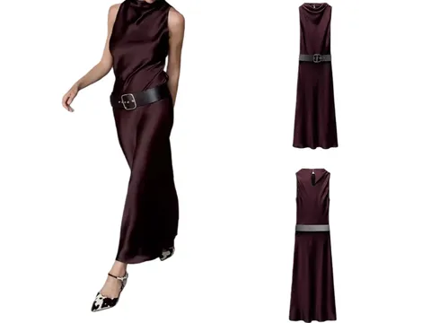 Zara Dress - Burgundy Satin Maxi