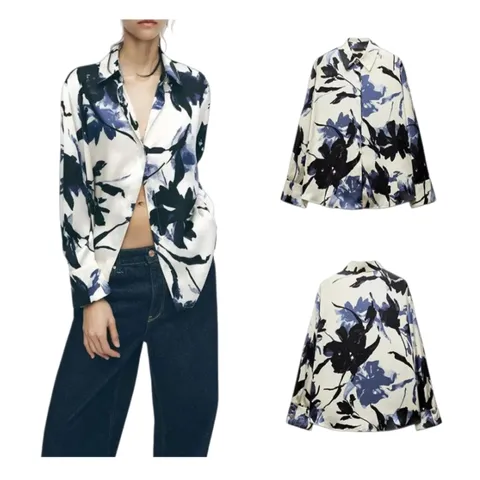 Zara Shirt - Navy Floral Print