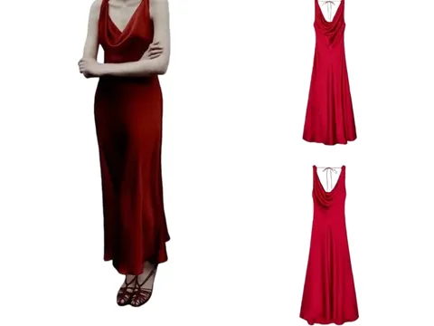 Zara Dress - Red Satin Maxi