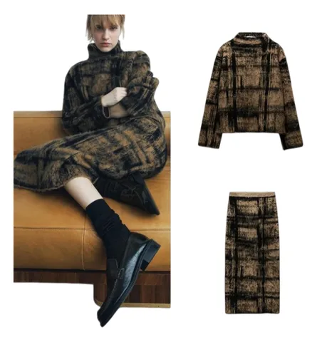 Zara Suit - Brown Check Knit Set