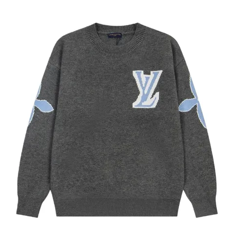 LV Sweater - Charcoal Big LV Knit