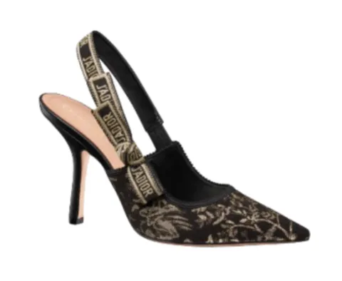 J'Adior Slingback High Heels - Black Lace