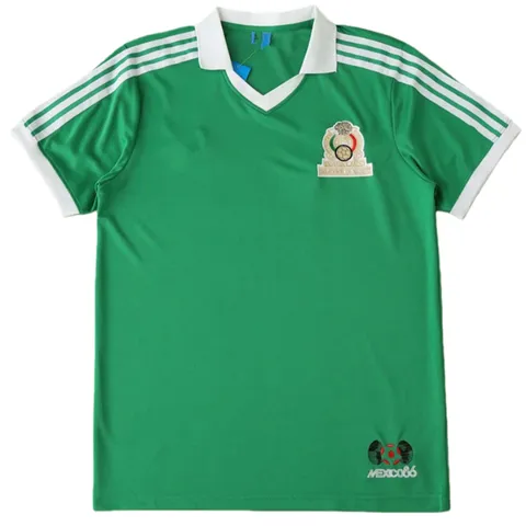 1986 season Mexico home retro Fan version - Green Polo Collar