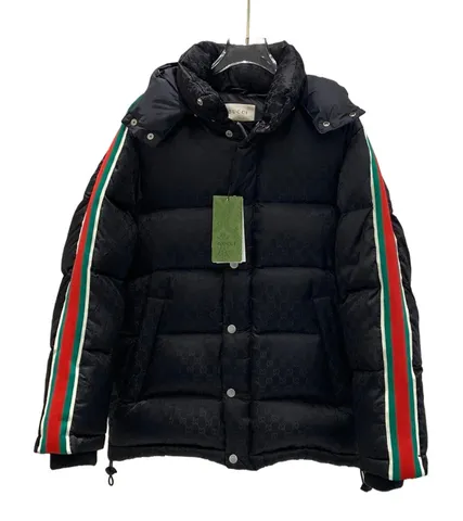 Gucci Down Jacket - Black Web Stripe Puffer
