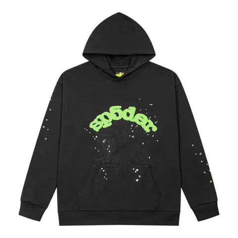 Sp5der Hoodie - Black Green Logo