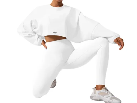 Alo Hoodie - White Cropped Crew