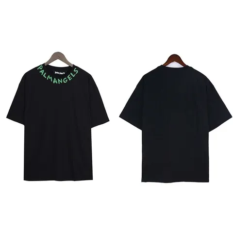 Palm Angels Tee - Black Green Collar Logo