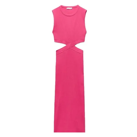 Zara Dress - Pink Cut-Out Maxi