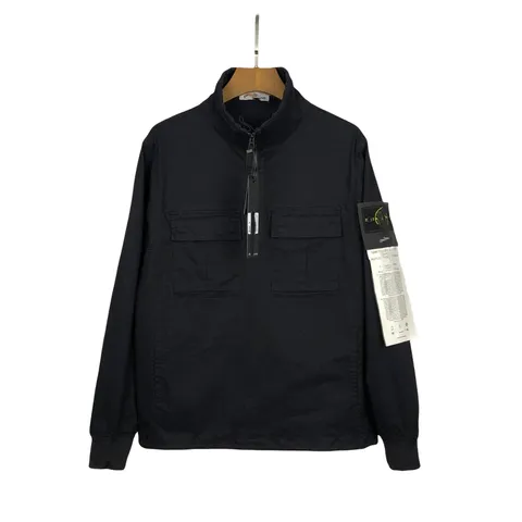 Stone Island Jacket - Black Half-Zip Overshirt