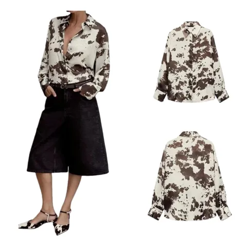 Zara Shirt - Brown Cow Print
