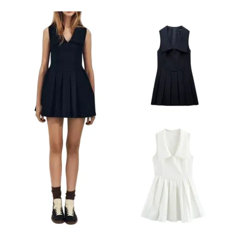 Zara Dress - Navy & White Collar Mini