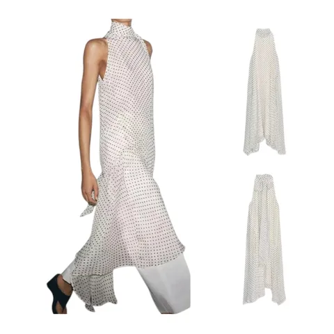 Zara Dress - White Check Halter Maxi