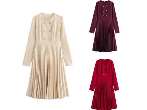 Zara Dress - Pleated Midi Multi-Colour