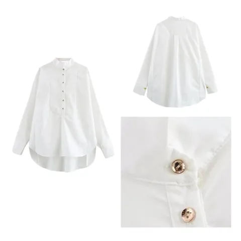 Zara Shirt - White Gold Button