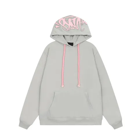 Syna World Hoodie - Grey Pink Logo