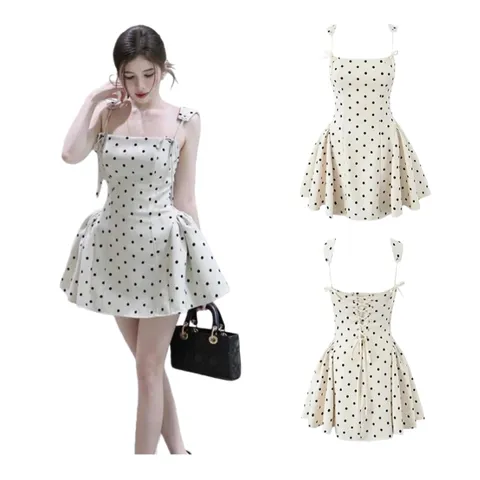 Zara Dress - Cream Polka Dot Mini