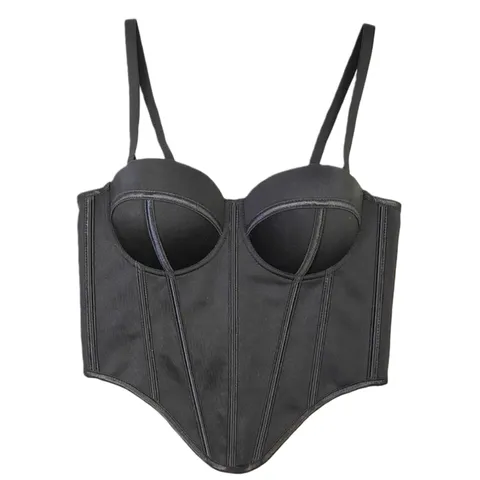 Irregular fishbone corset - Black Corset Top