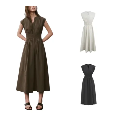 Zara Dress - Button Midi Multi-Colour