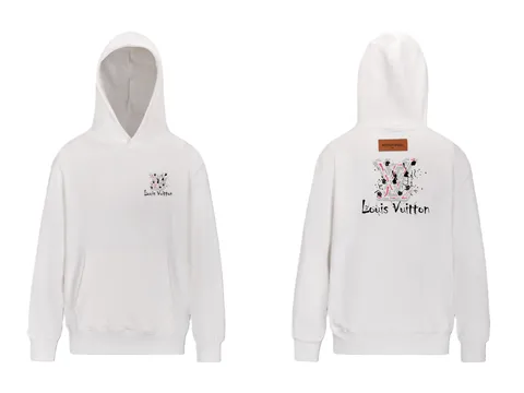 LV Hoodie - White Back Print, Relaxed II
