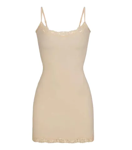Skims Dress - Beige Lace Trim Mini