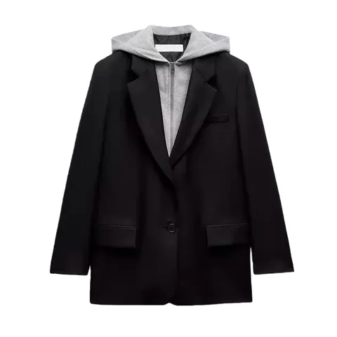 Zara Suit - Black Hooded Blazer